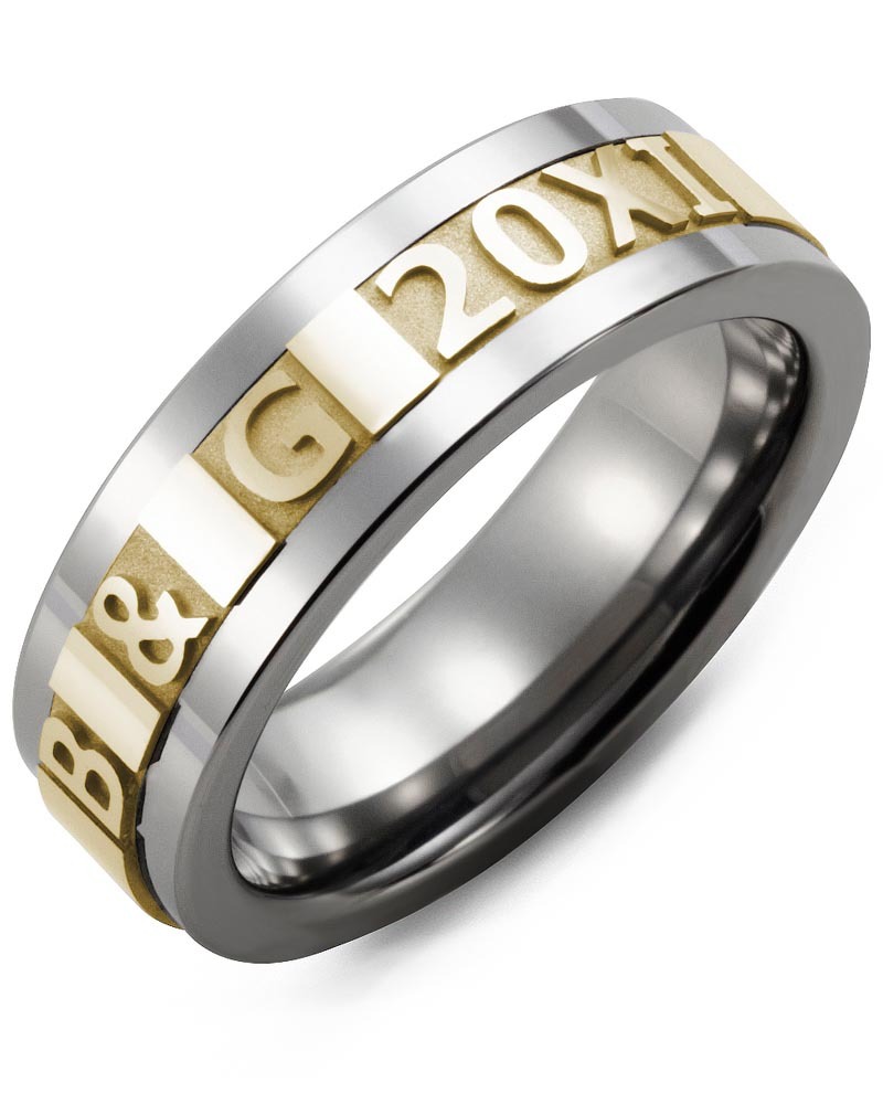 Men's & Women's Cobalt & Yellow Gold Wedding Band from MADANI Rings. Wedding bands, fashion rings, promise rings, made of Tungsten, Ceramic, Cobalt, and Gold. View the collection at madanirings.com
