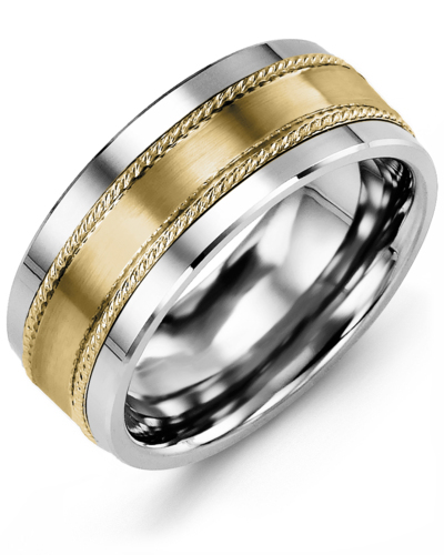 Men's & Women's Tungsten & Yellow Gold Wedding Band from MADANI Rings. Wedding bands, fashion rings, promise rings, made of Tungsten, Ceramic, Cobalt, and Gold. View the collection at madanirings.com