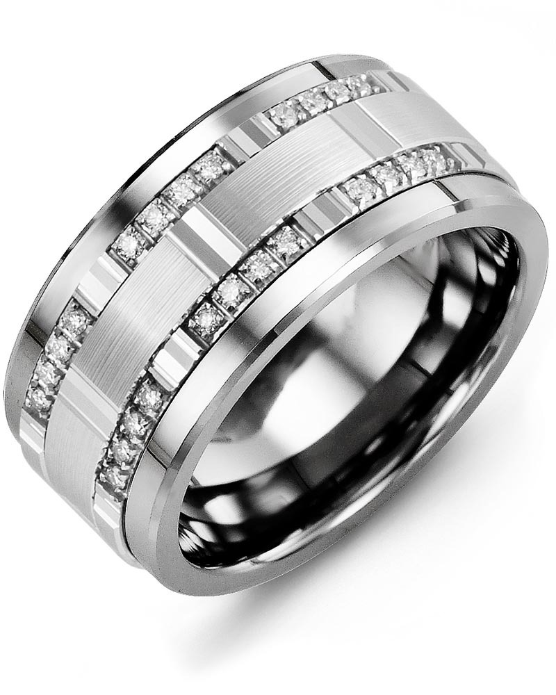 Men's & Women's Cobalt & White Gold + 24 Diamonds 0.24ct Wedding Band from MADANI Rings. Wedding bands, fashion rings, promise rings, made of Tungsten, Ceramic, Cobalt, and Gold. View the collection at madanirings.com