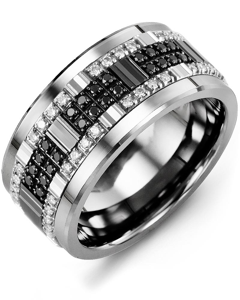 Men's & Women's Cobalt & White/Black Gold + 56 White Black Diamonds 0.56ct Wedding Band from MADANI Rings. Wedding bands, fashion rings, promise rings, made of Tungsten, Ceramic, Cobalt, and Gold. View the collection at madanirings.com