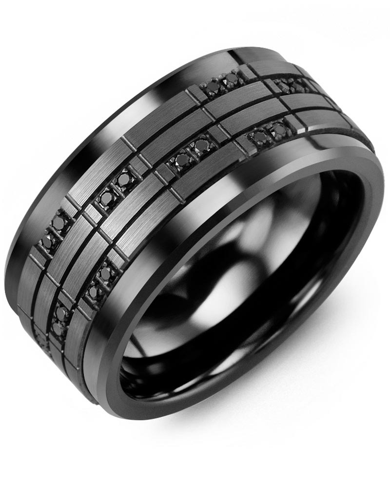Men's & Women's Black Ceramic & Black Gold + 20 Black Diamonds 0.20ct Wedding Band from MADANI Rings. Wedding bands, fashion rings, promise rings, made of Tungsten, Ceramic, Cobalt, and Gold. View the collection at madanirings.com
