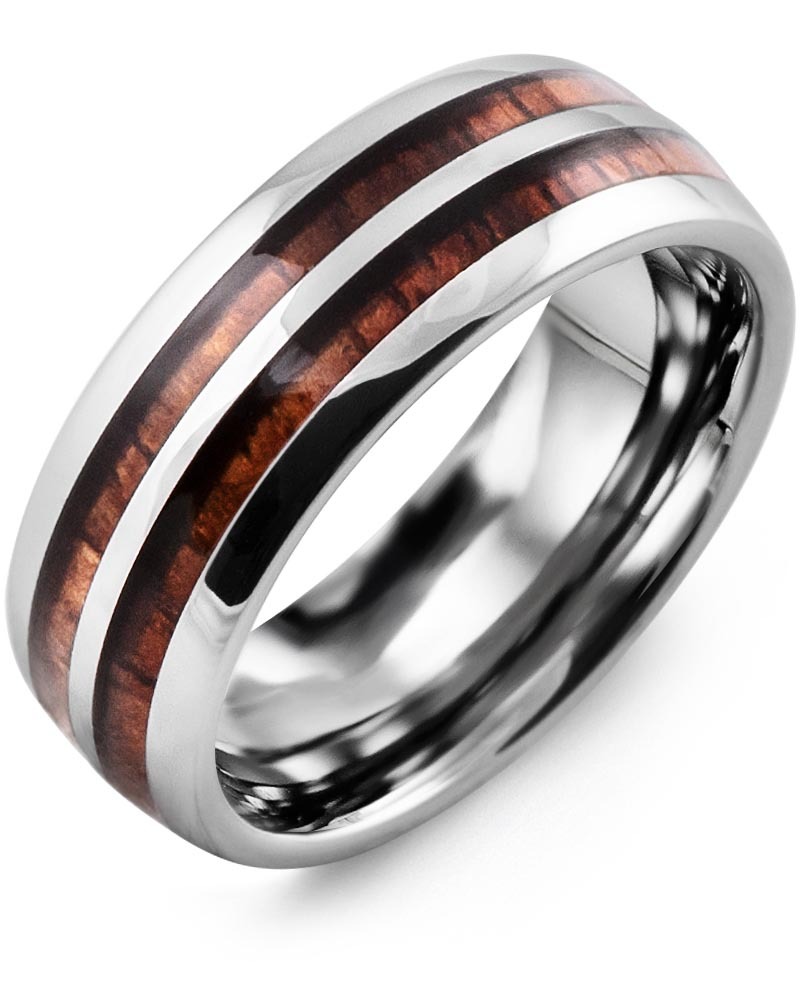 Men's & Women's Tungsten & Koa Wood Wedding Band from MADANI Rings. Wedding bands, fashion rings, promise rings, made of Tungsten, Ceramic, Cobalt, and Gold. View the collection at madanirings.com
