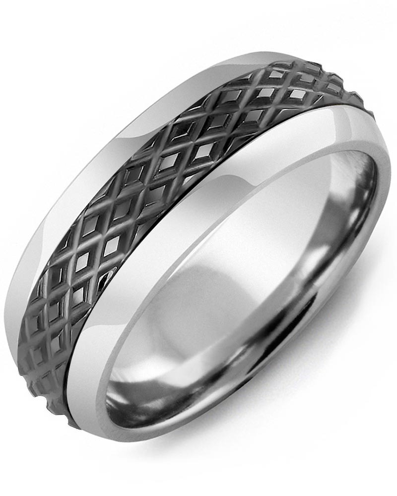 Men's & Women's Cobalt Half Round & Black Gold Wedding Band