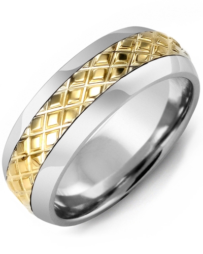 Men's & Women's Cobalt Half Round & Yellow Gold Wedding Band from MADANI Rings. Wedding bands, fashion rings, promise rings, made of Tungsten, Ceramic, Cobalt, and Gold. View the collection at madanirings.com