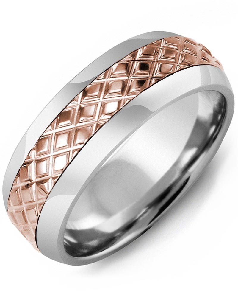 Men's & Women's Cobalt Half Round & Rose Gold Wedding Band