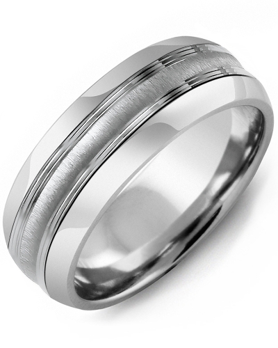 Men's & Women's Tungsten Half Round & White Gold Wedding Band from MADANI Rings. Wedding bands, fashion rings, promise rings, made of Tungsten, Ceramic, Cobalt, and Gold. View the collection at madanirings.com