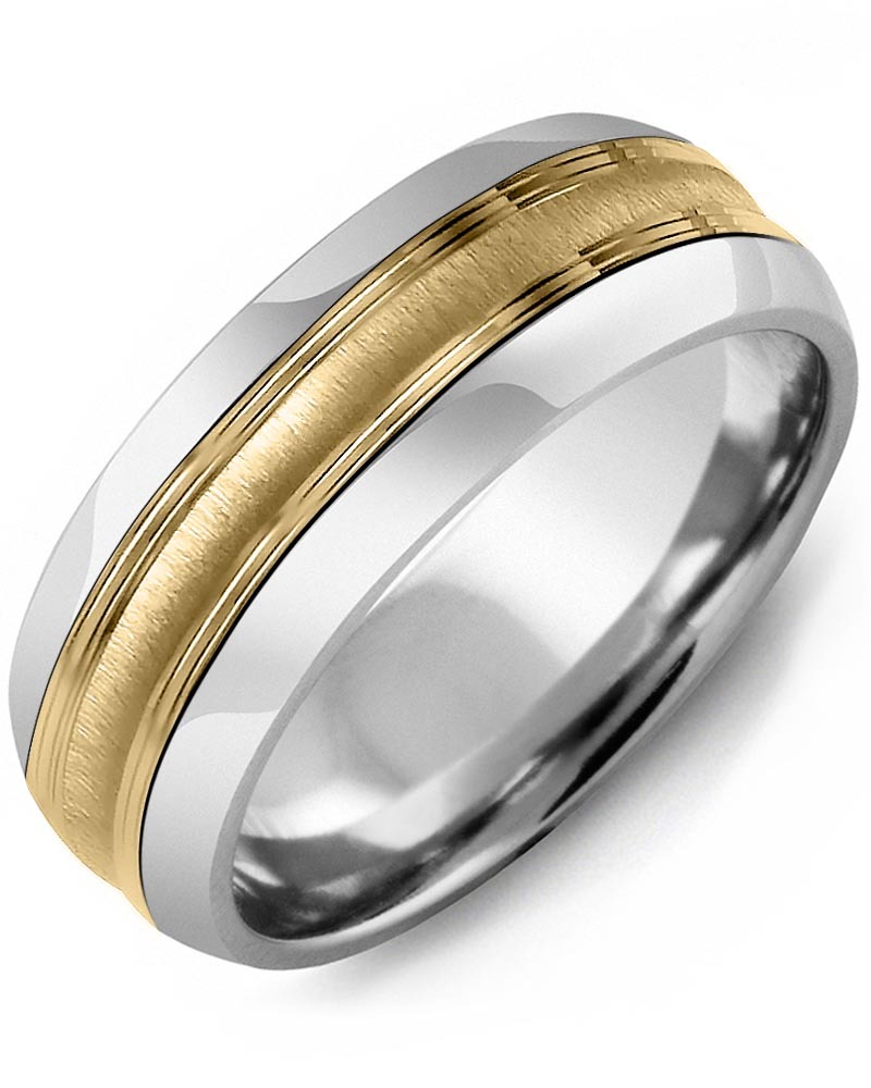 Men's & Women's Tungsten Half Round & Yellow Gold Wedding Band