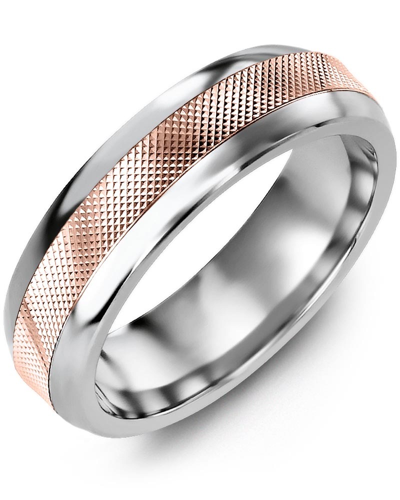 Men's & Women's Tungsten Half Round & Rose Gold Wedding Band
