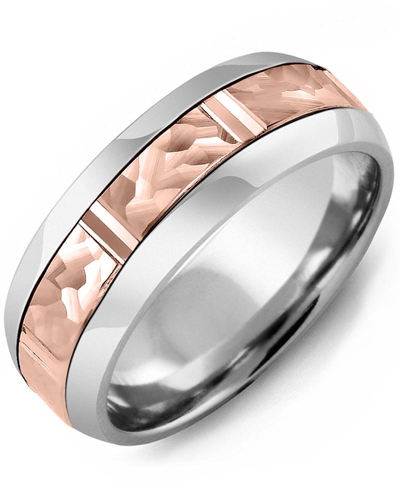 Men's & Women's Cobalt Half Round & Rose Gold Wedding Band