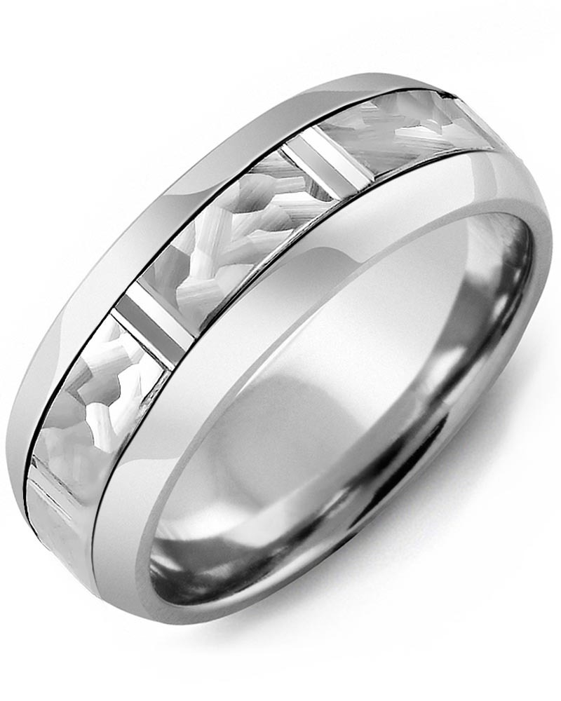 Men's & Women's Cobalt Half Round & White Gold Wedding Band from MADANI Rings. Wedding bands, fashion rings, promise rings, made of Tungsten, Ceramic, Cobalt, and Gold. View the collection at madanirings.com