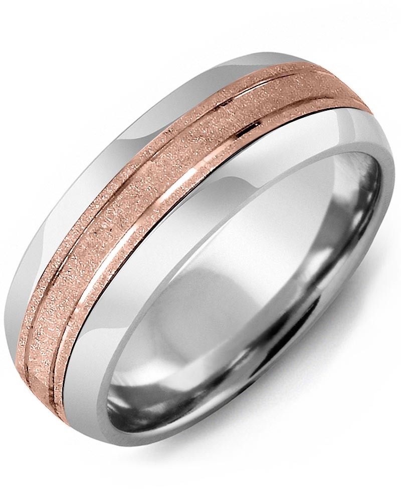 Men's & Women's Tungsten Half Round & Rose Gold Wedding Band