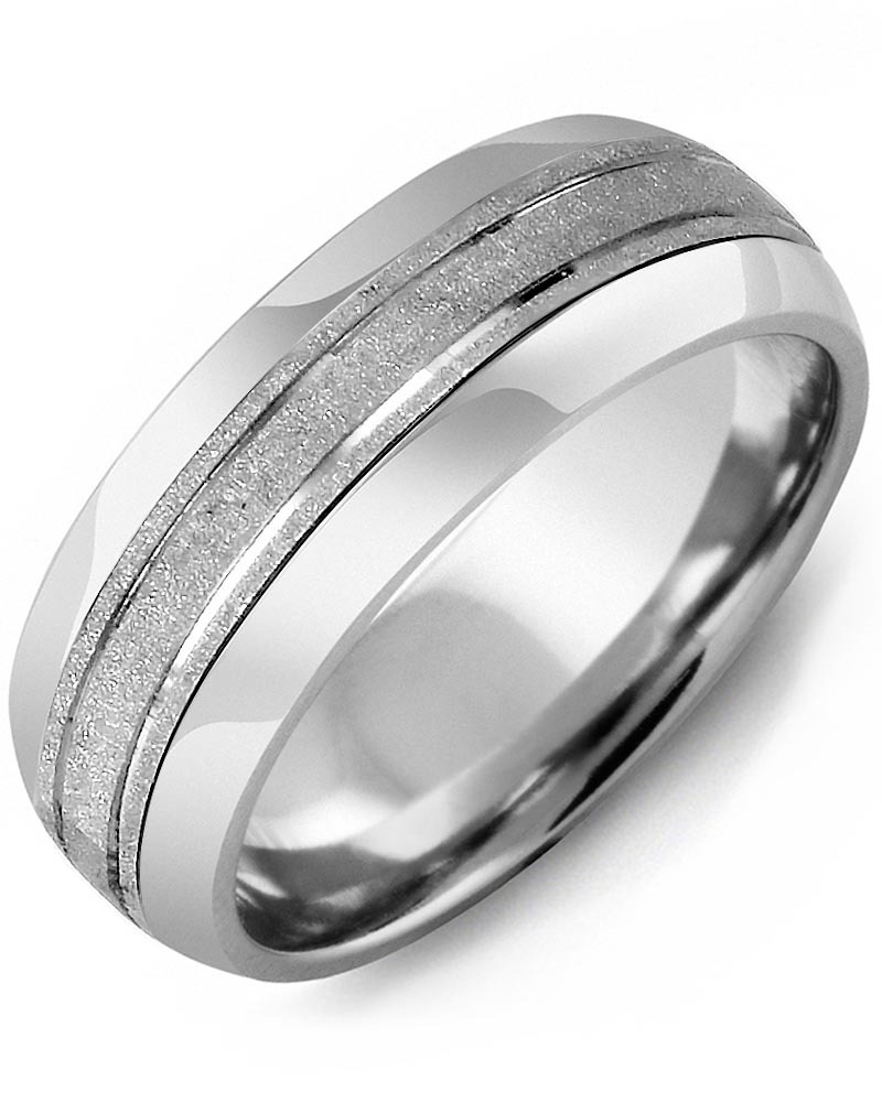 Men's & Women's Tungsten Half Round & White Gold Wedding Band from MADANI Rings. Wedding bands, fashion rings, promise rings, made of Tungsten, Ceramic, Cobalt, and Gold. View the collection at madanirings.com