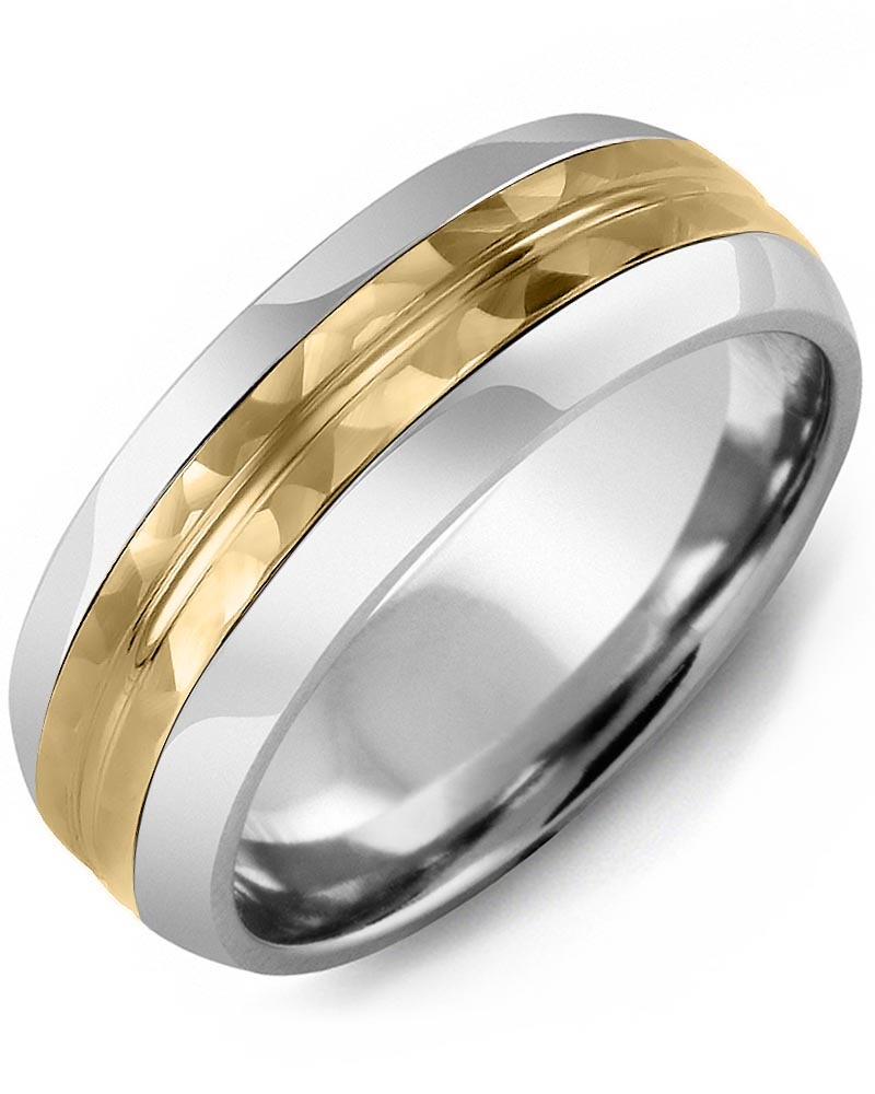 Men's & Women's Tungsten Half Round & Yellow Gold Wedding Band