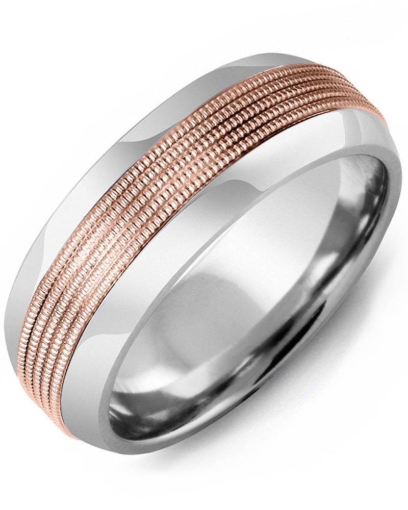 Men's & Women's Tungsten Half Round & Rose Gold Wedding Band