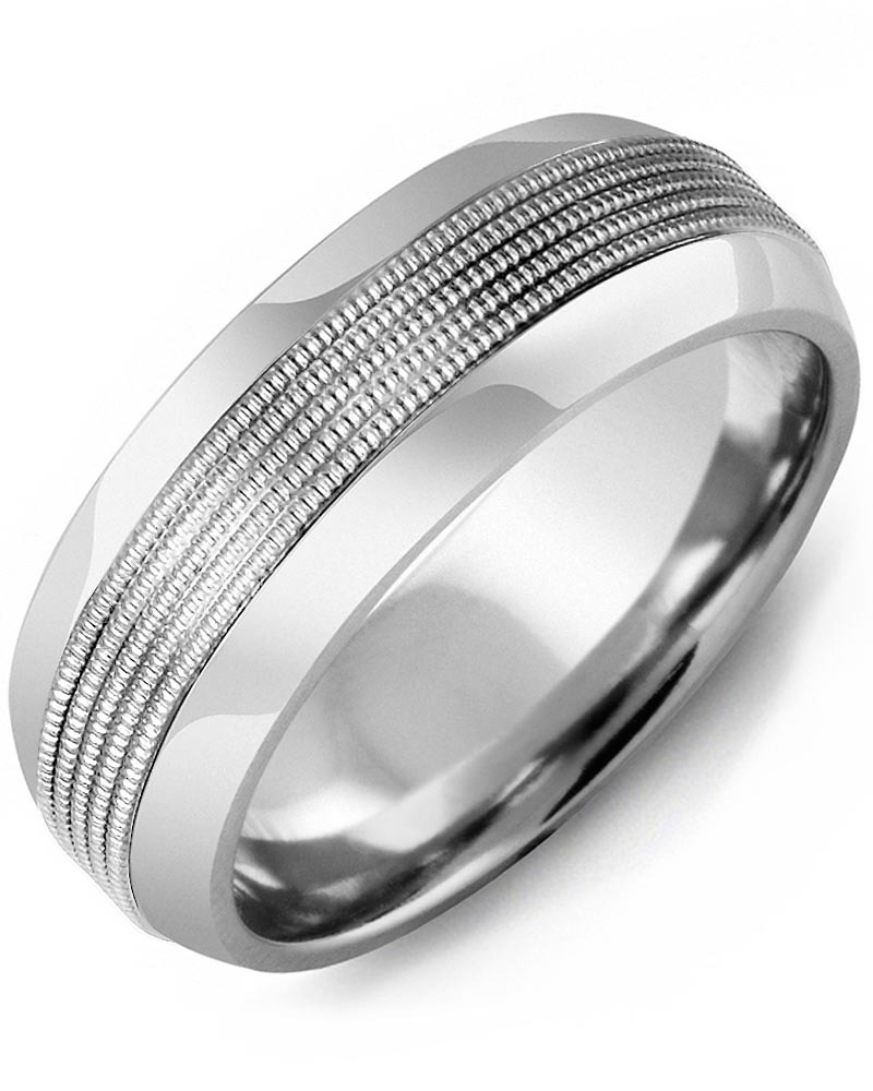 Men's & Women's Tungsten Half Round & White Gold Wedding Band