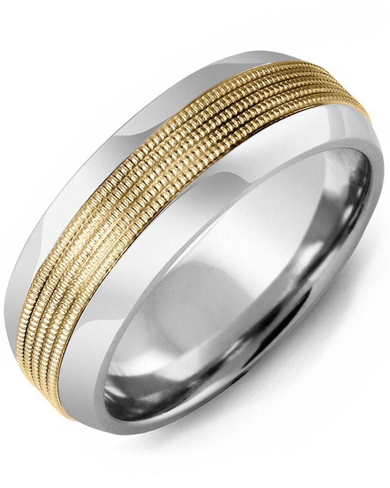 Men's & Women's Tungsten Half Round & Yellow Gold Wedding Band