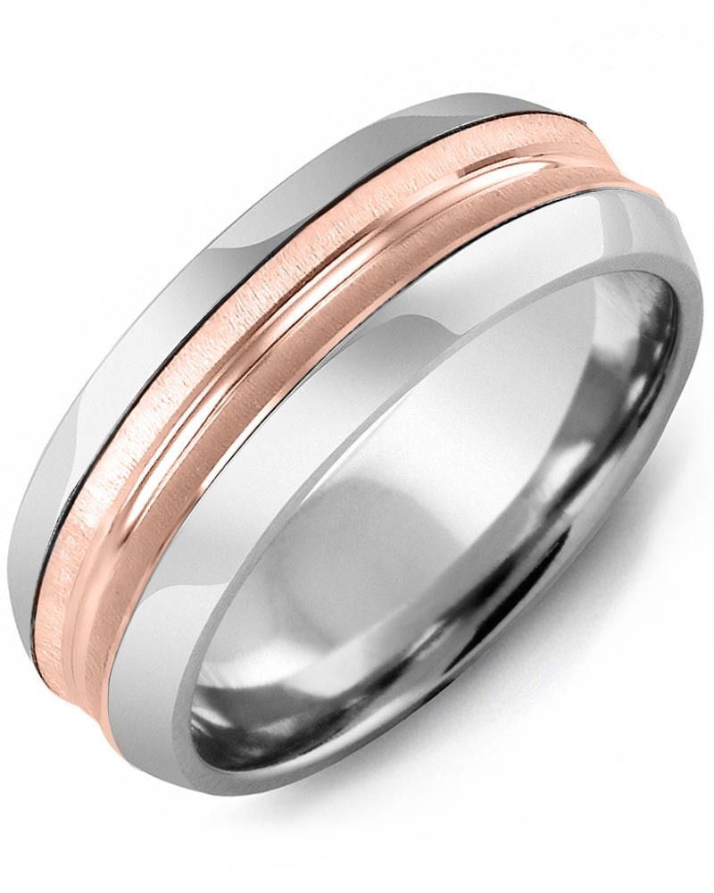 Men's & Women's Cobalt Half Round & Rose Gold Wedding Band