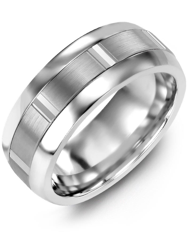 Men's & Women's Tungsten Half Round & White Gold Wedding Band