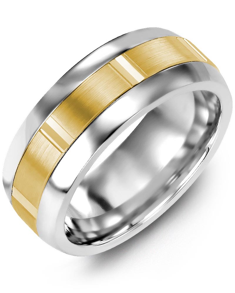 Men's & Women's Tungsten Half Round & Yellow Gold Wedding Band