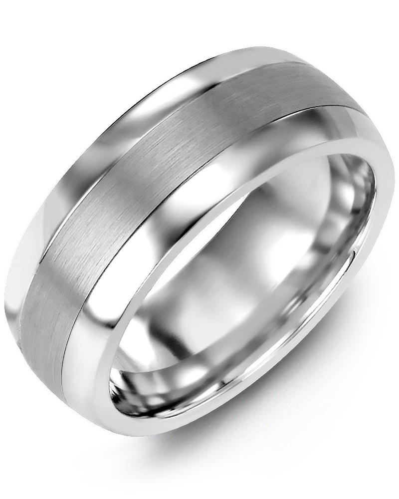 Men's & Women's Cobalt Half Round & White Gold Wedding Band