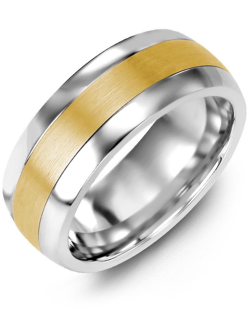 Men's & Women's Cobalt Half Round & Yellow Gold Wedding Band