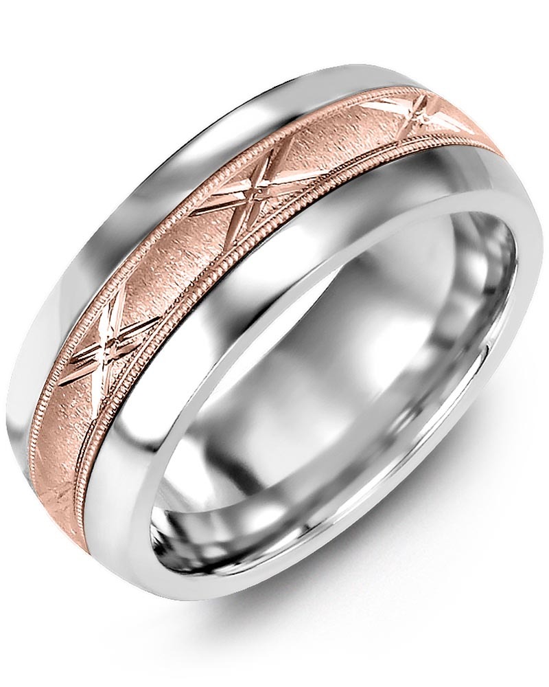 Men's & Women's Tungsten Half Round & Rose Gold Wedding Band