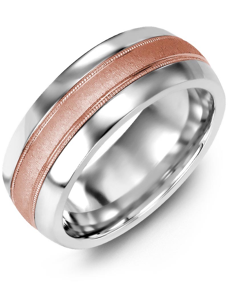 Men's & Women's Tungsten Half Round & Rose Gold Wedding Band