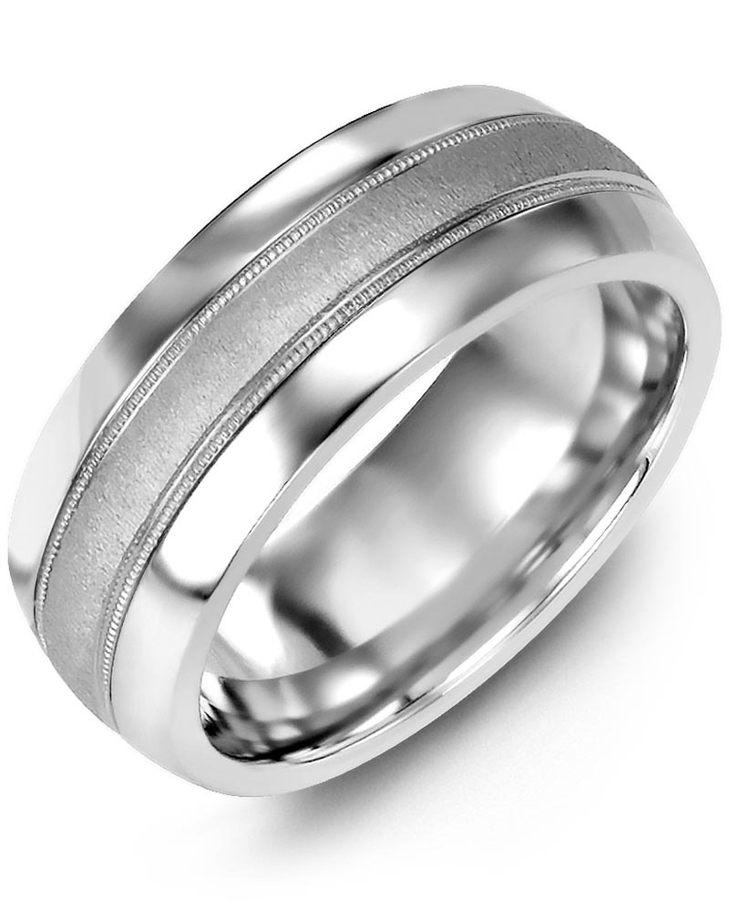 Men's & Women's Tungsten Half Round & White Gold Wedding Band