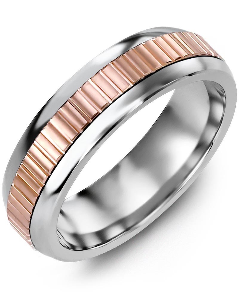 Men's & Women's Cobalt Half Round & Rose Gold Wedding Band from MADANI Rings. Wedding bands, fashion rings, promise rings, made of Tungsten, Ceramic, Cobalt, and Gold. View the collection at madanirings.com