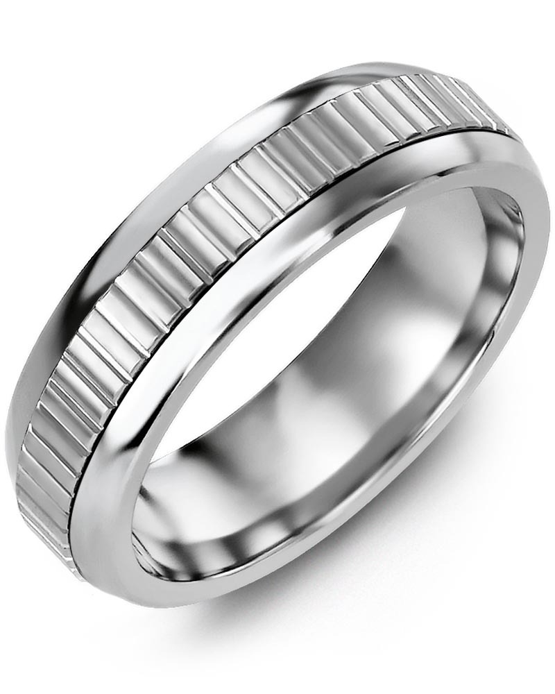 Men's & Women's Cobalt Half Round & White Gold Wedding Band