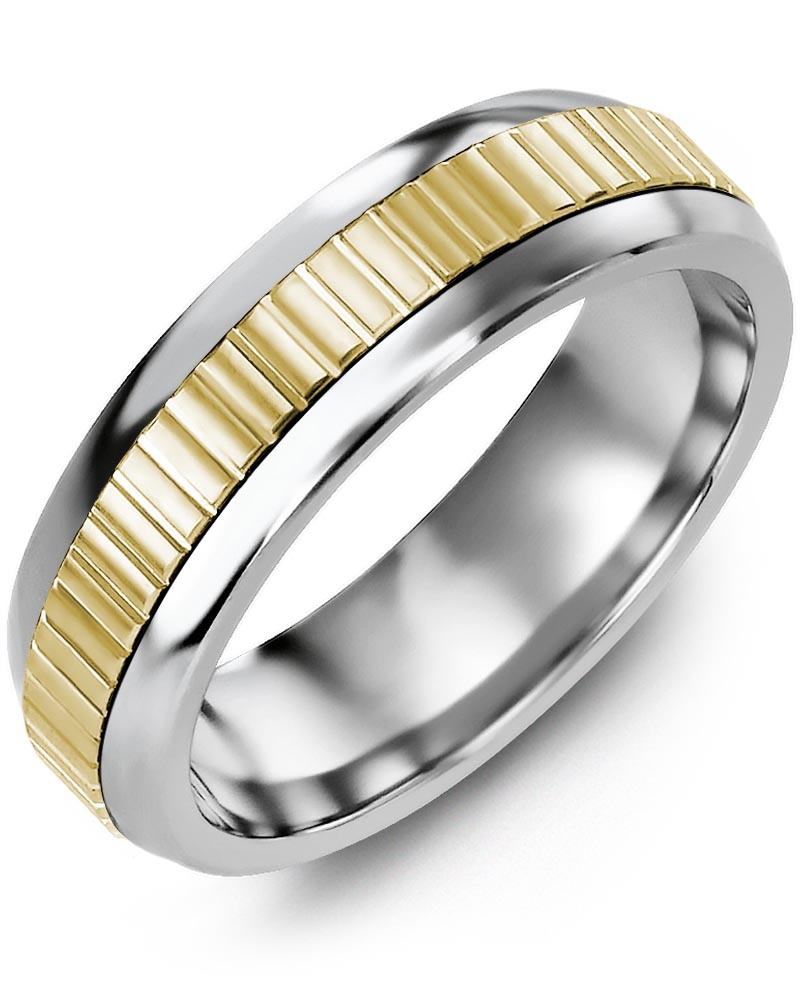 Men's & Women's Cobalt Half Round & Yellow Gold Wedding Band