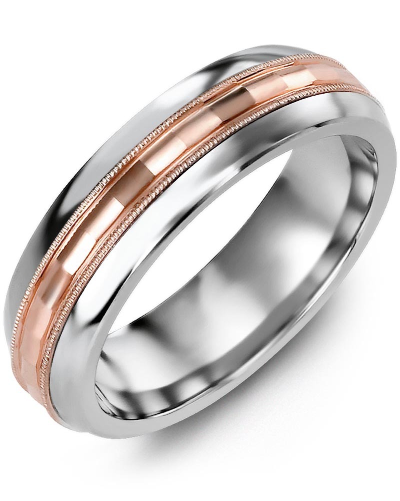 Men's & Women's Cobalt Half Round & Rose Gold Wedding Band