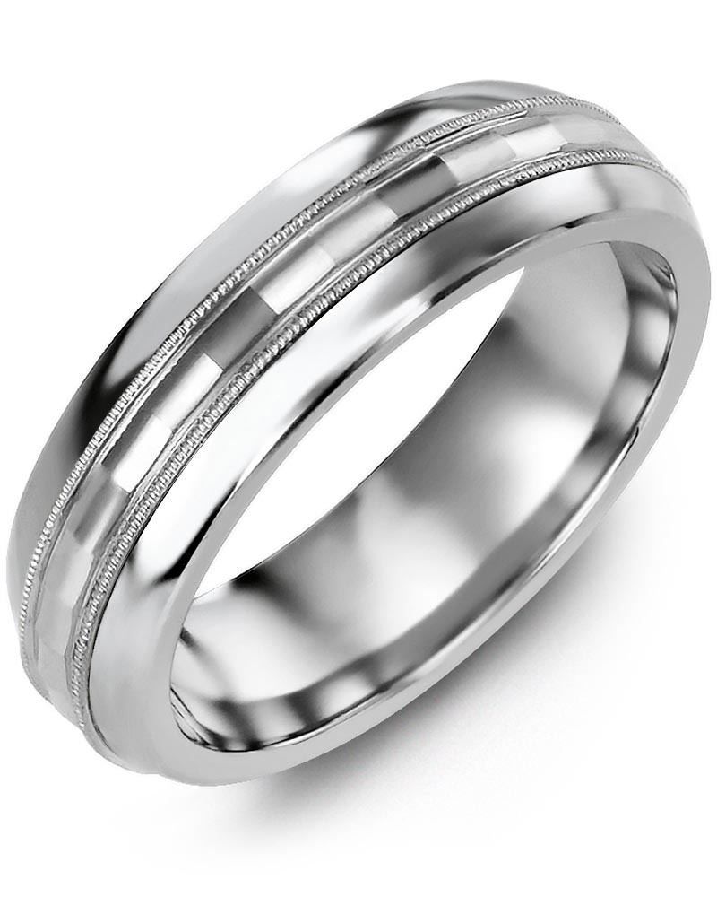 Men's & Women's Cobalt Half Round & White Gold Wedding Band