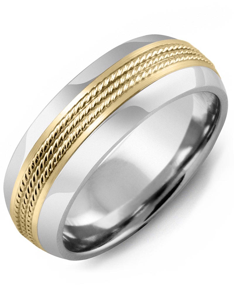 Men's & Women's Tungsten Half Round & Yellow Gold Wedding Band
