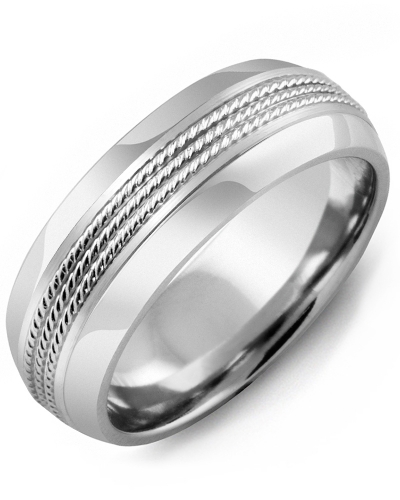 Men's & Women's Tungsten Half Round & White Gold Wedding Band from MADANI Rings. Wedding bands, fashion rings, promise rings, made of Tungsten, Ceramic, Cobalt, and Gold. View the collection at madanirings.com