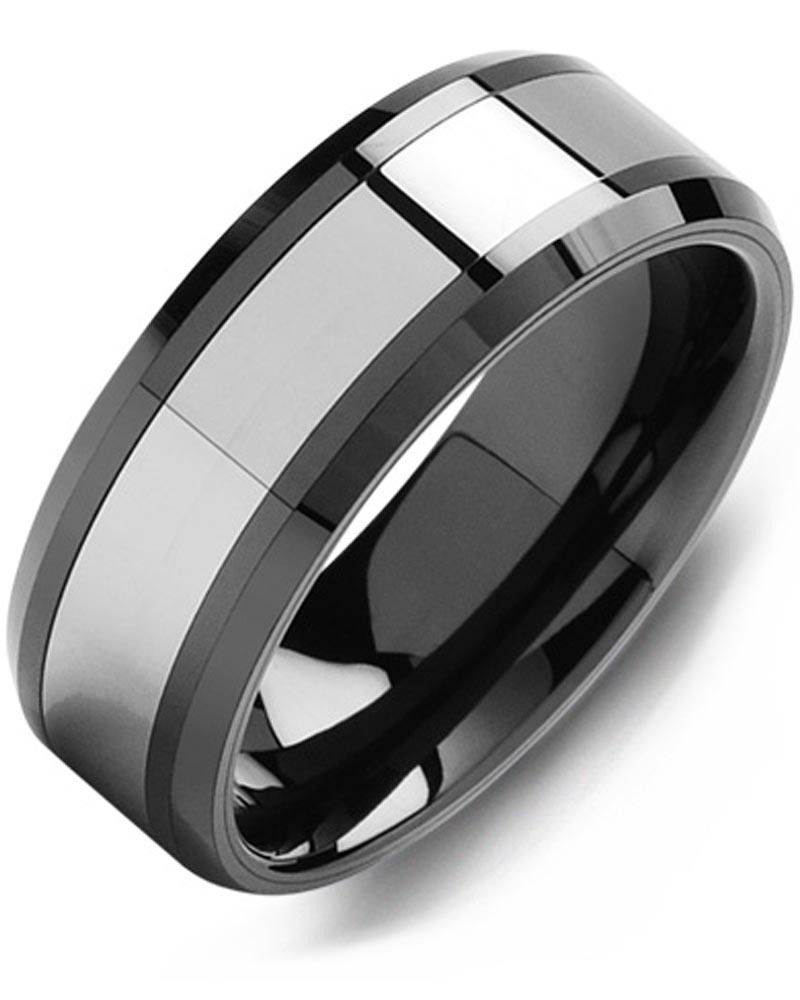 Men's & Women's Black Ceramic & Tungsten Wedding Band from MADANI Rings. Wedding bands, fashion rings, promise rings, made of Tungsten, Ceramic, Cobalt, and Gold. View the collection at madanirings.com