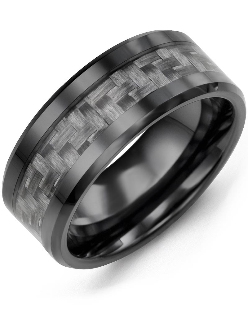 Men's & Women's Black Ceramic & Carbon Fiber Wedding Band from MADANI Rings. Wedding bands, fashion rings, promise rings, made of Tungsten, Ceramic, Cobalt, and Gold. View the collection at madanirings.com