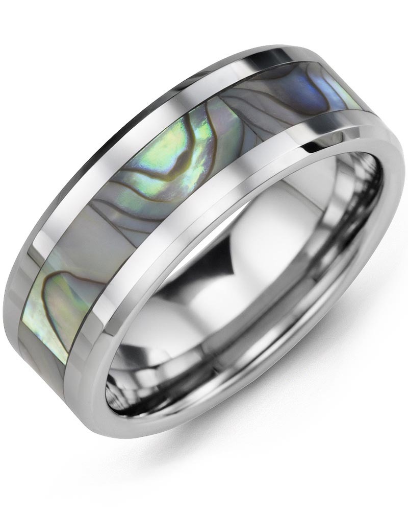 Men's & Women's Tungsten & Shell Wedding Band from MADANI Rings. Wedding bands, fashion rings, promise rings, made of Tungsten, Ceramic, Cobalt, and Gold. View the collection at madanirings.com