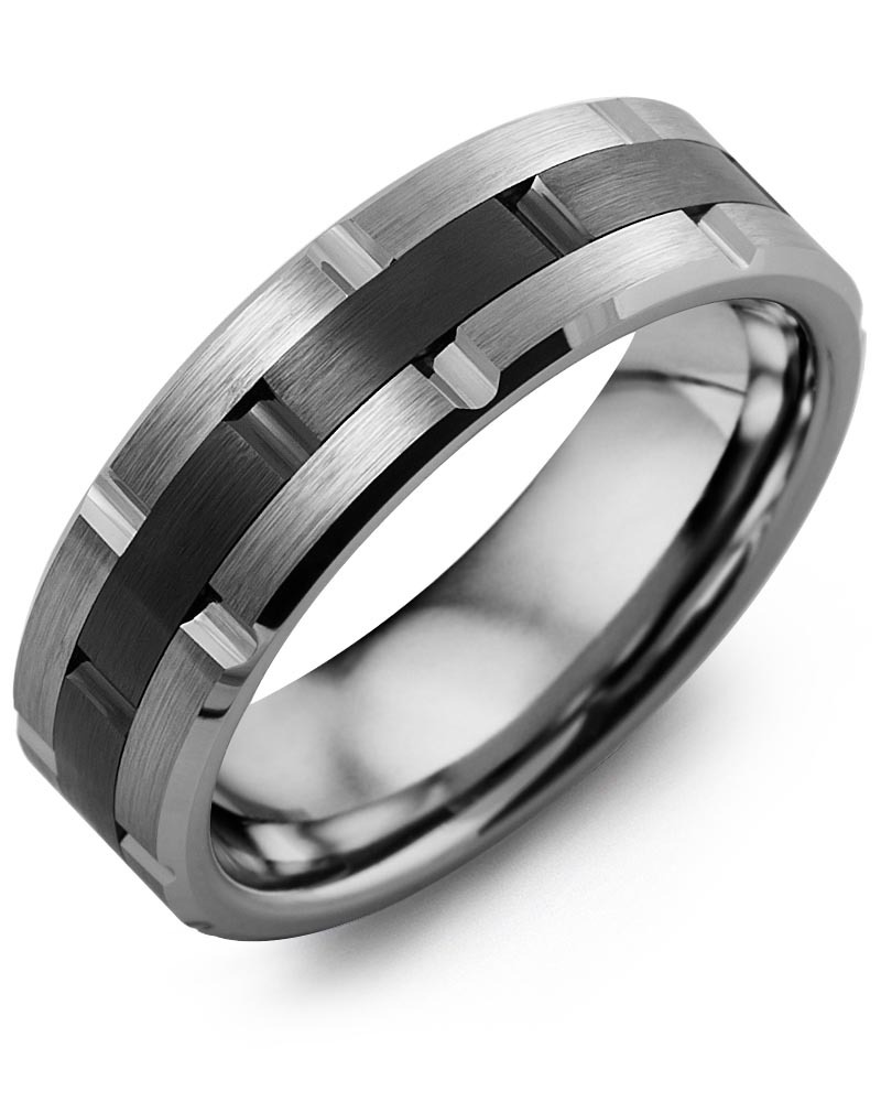 Men's & Women's Tungsten & Black Ceramic Wedding Band from MADANI Rings. Wedding bands, fashion rings, promise rings, made of Tungsten, Ceramic, Cobalt, and Gold. View the collection at madanirings.com