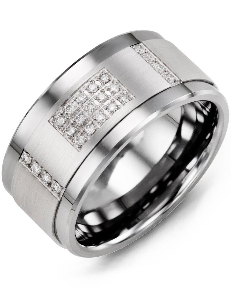 Men's & Women's Cobalt & White Gold + 31 Diamonds 0.31ct Wedding Band from MADANI Rings. Wedding bands, fashion rings, promise rings, made of Tungsten, Ceramic, Cobalt, and Gold. View the collection at madanirings.com