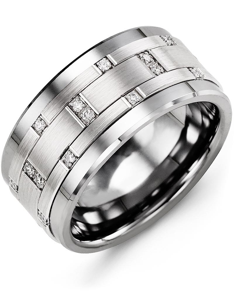 Men's & Women's Cobalt & White Gold + 14 Diamonds 0.14ct Wedding Band from MADANI Rings. Wedding bands, fashion rings, promise rings, made of Tungsten, Ceramic, Cobalt, and Gold. View the collection at madanirings.com