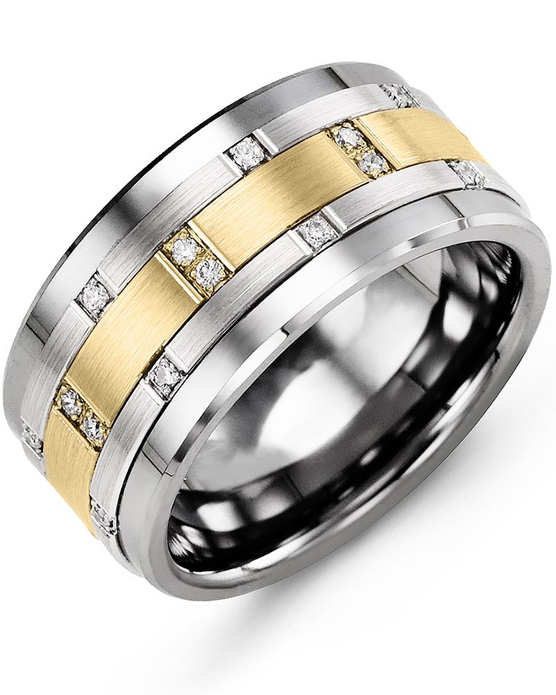 Men's & Women's Cobalt & White/Yellow Gold + 14 Diamonds 0.14ct Wedding Band