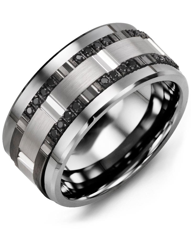 Men's & Women's Cobalt & White/Black Gold + 24 Black Diamonds 0.24ct Wedding Band from MADANI Rings. Wedding bands, fashion rings, promise rings, made of Tungsten, Ceramic, Cobalt, and Gold. View the collection at madanirings.com