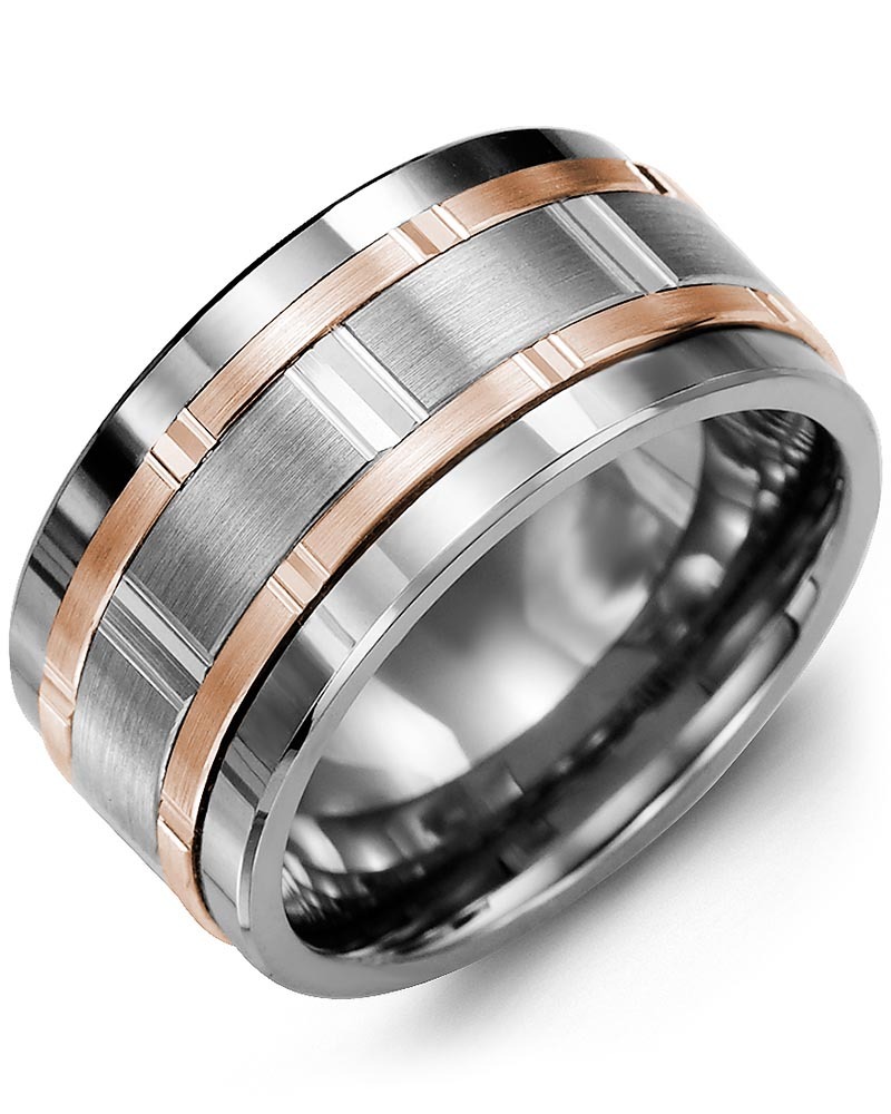 Men's & Women's Tungsten & White/Rose Gold Wedding Band