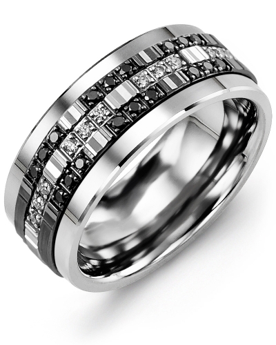 Men's Trio Monochrome Diamond Wedding Ring