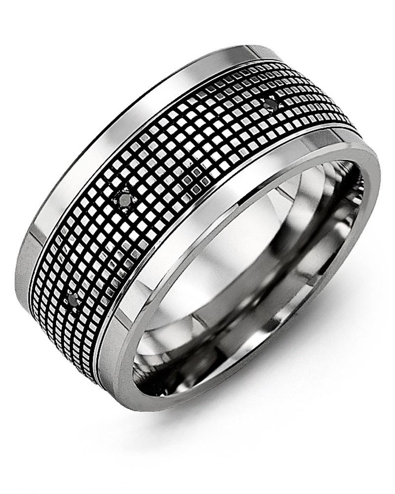 Men's & Women's Cobalt & White Gold + 12 Black Diamonds 0.12ct Wedding Band from MADANI Rings. Wedding bands, fashion rings, promise rings, made of Tungsten, Ceramic, Cobalt, and Gold. View the collection at madanirings.com