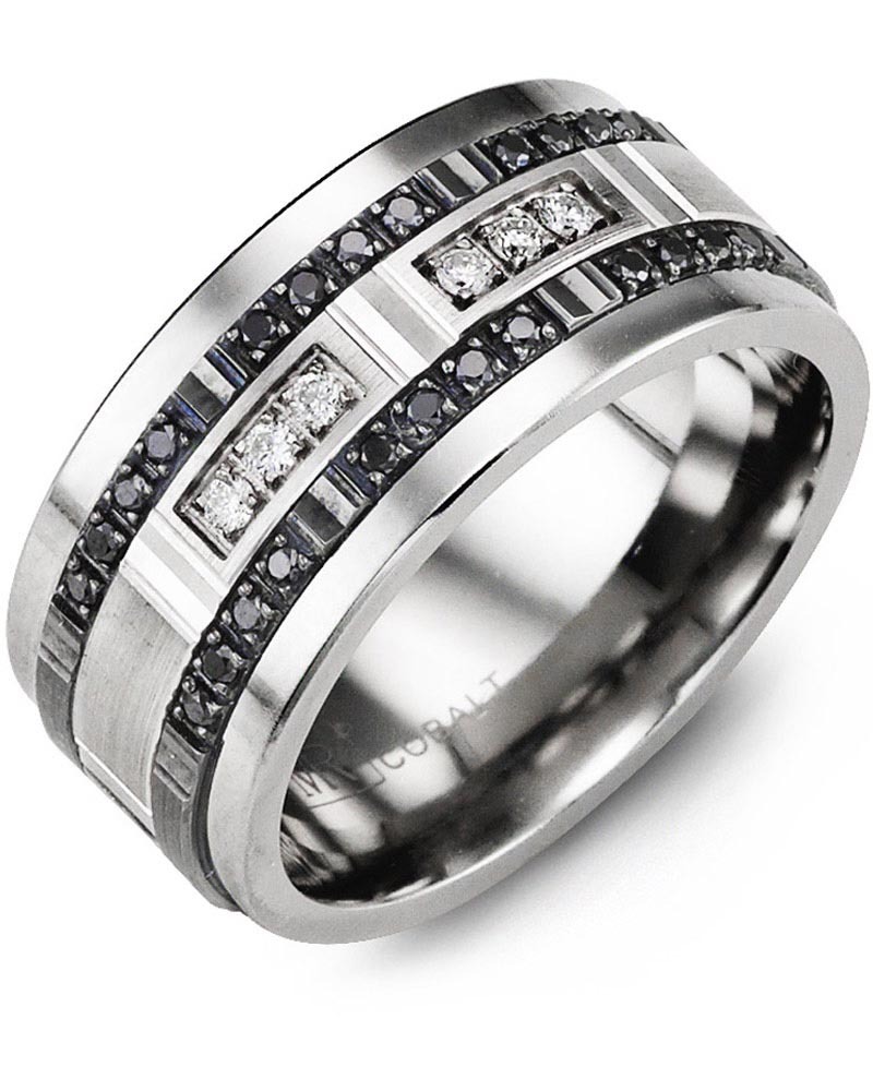 Men's & Women's Tungsten & White/Black Gold + 30 Black White Diamonds 0.36ct Wedding Band from MADANI Rings. Wedding bands, fashion rings, promise rings, made of Tungsten, Ceramic, Cobalt, and Gold. View the collection at madanirings.com