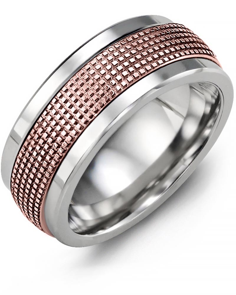 Men's & Women's Cobalt & Rose Gold Wedding Band