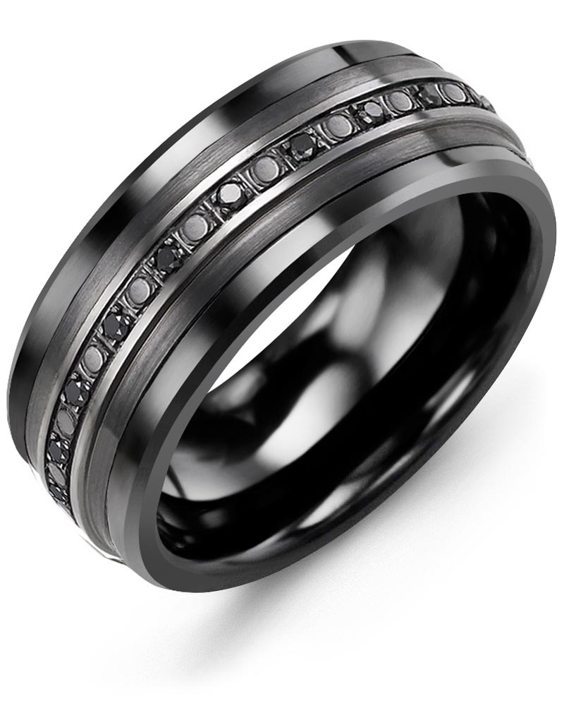 Men's & Women's Black Ceramic & Black Gold + 23 Black Diamonds 0.23ct Wedding Band from MADANI Rings. Wedding bands, fashion rings, promise rings, made of Tungsten, Ceramic, Cobalt, and Gold. View the collection at madanirings.com