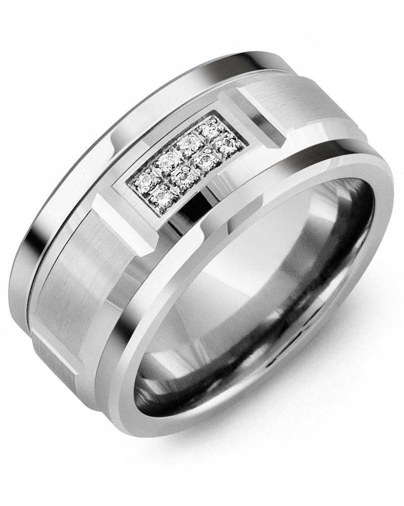 Men's & Women's Cobalt & White Gold + 8 Diamonds 0.08ct Wedding Band from MADANI Rings. Wedding bands, fashion rings, promise rings, made of Tungsten, Ceramic, Cobalt, and Gold. View the collection at madanirings.com